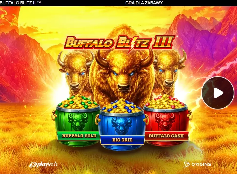 Tło ekranu ładowania Blik gry slotowej Buffalo Blitz