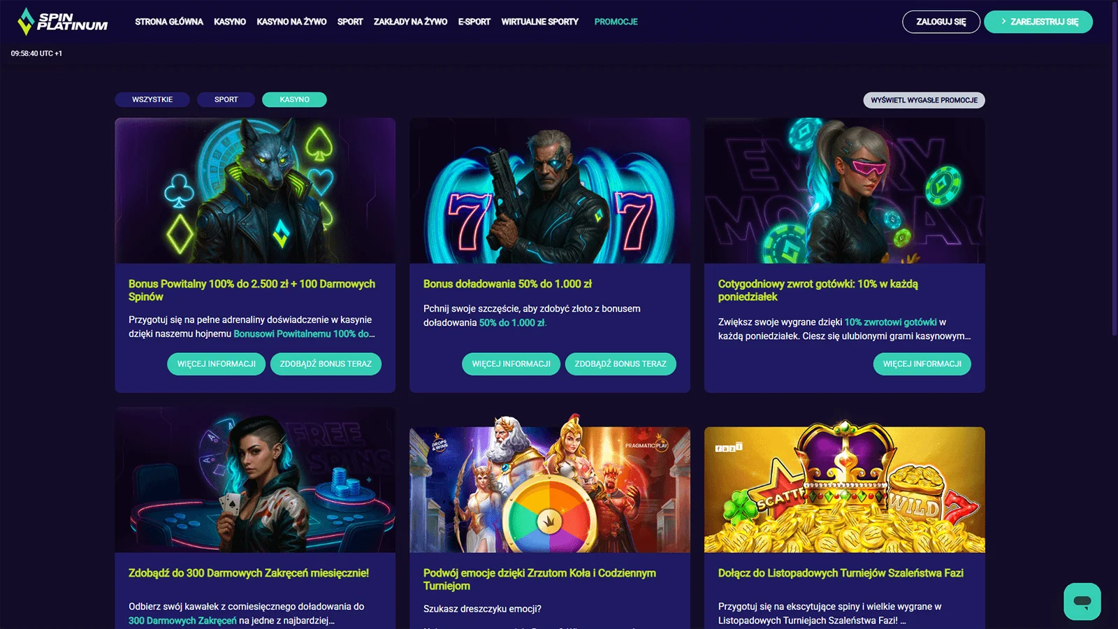 Bonusy i promocje w kasynie SpinPlatinum