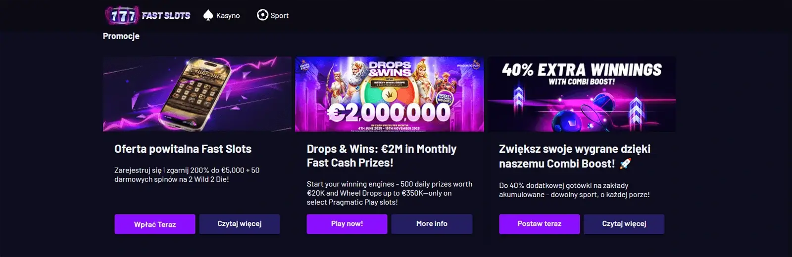 Bonusy i promocje w Fast Slots Casino