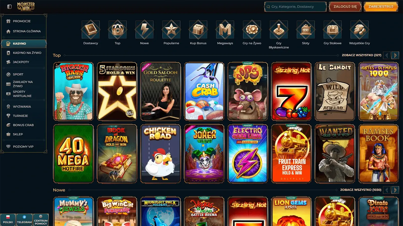 Oferta rozrywkowa od kasyna MonsterWin