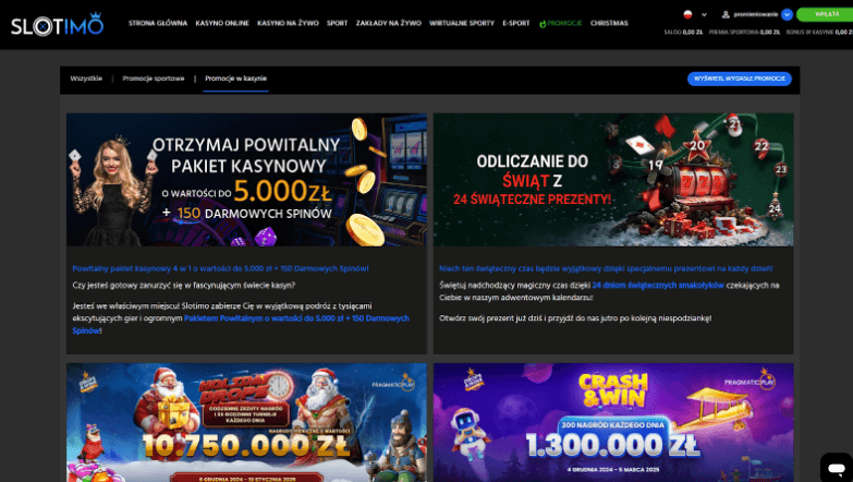 Oferty bonusowe w Slotimo Casino