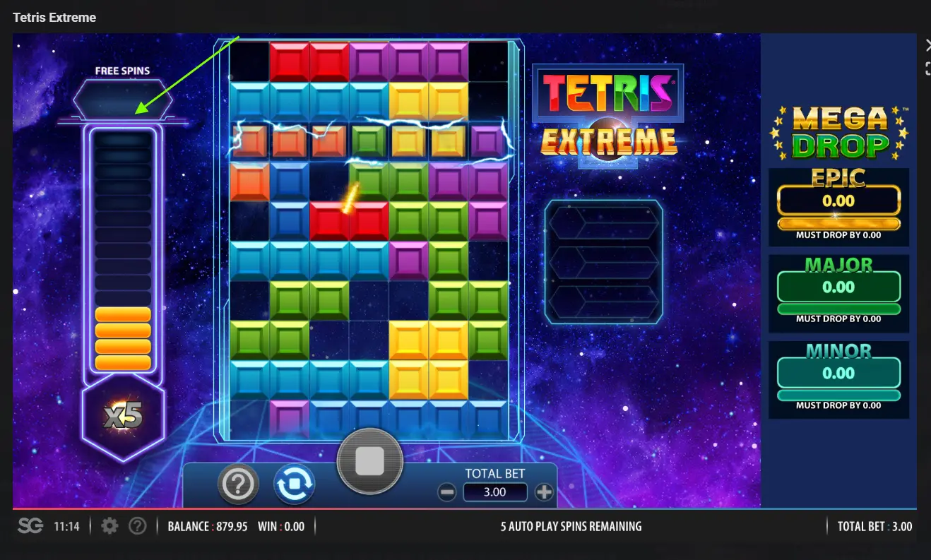 Pasek darmowych obrotow Tetris Extreme