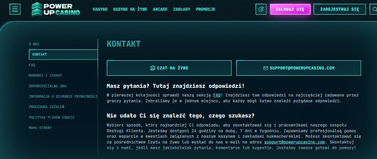 PowerUp Casino Contacts