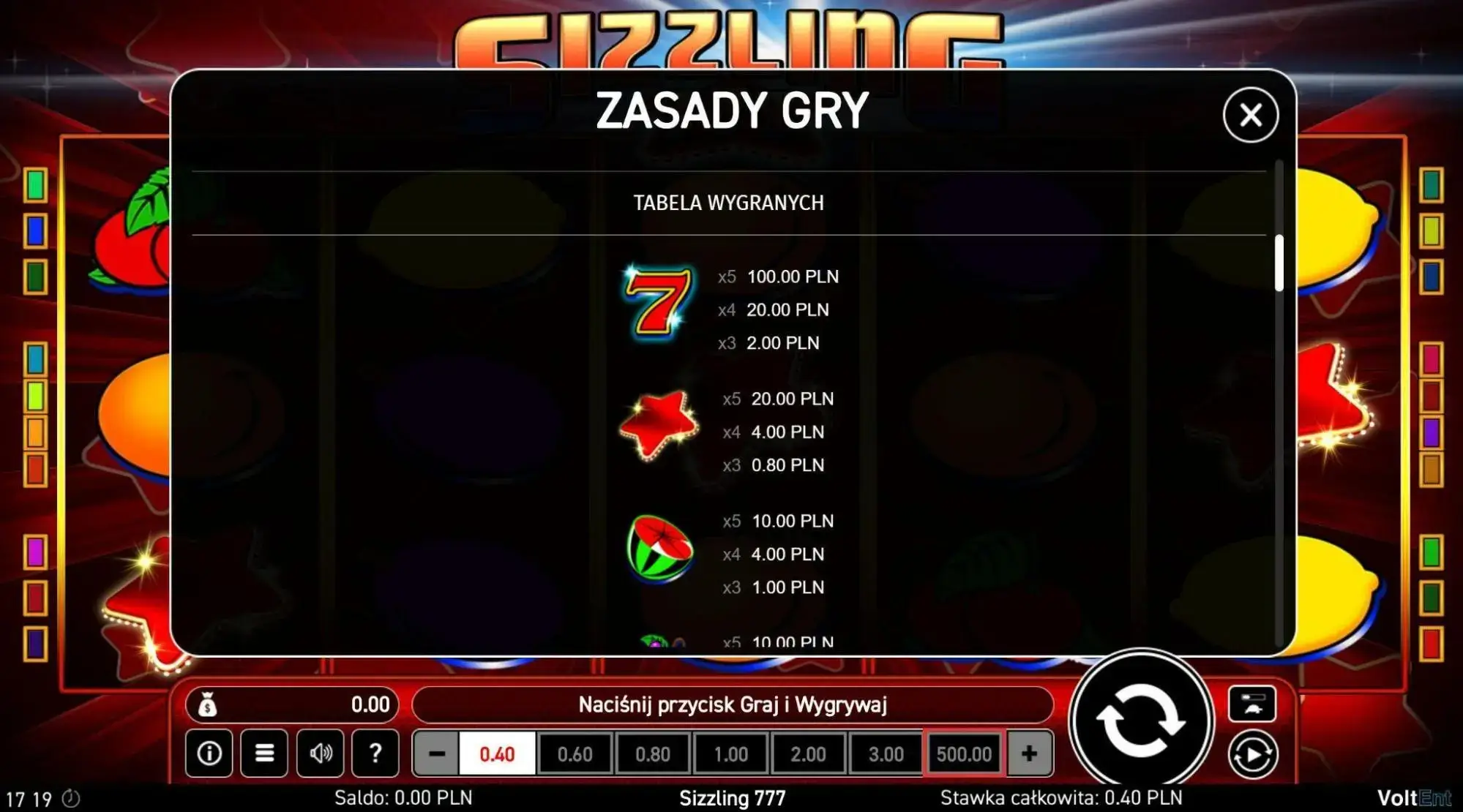 Symbole w Sizzling 777