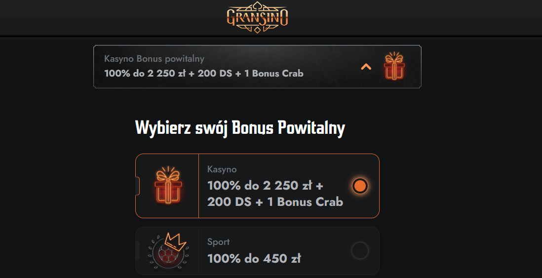 Odbierz bonus w Gransino