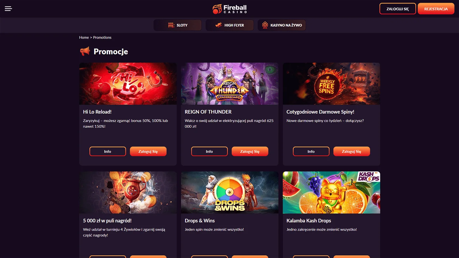 Bonusy i promocje w kasynie Fireball