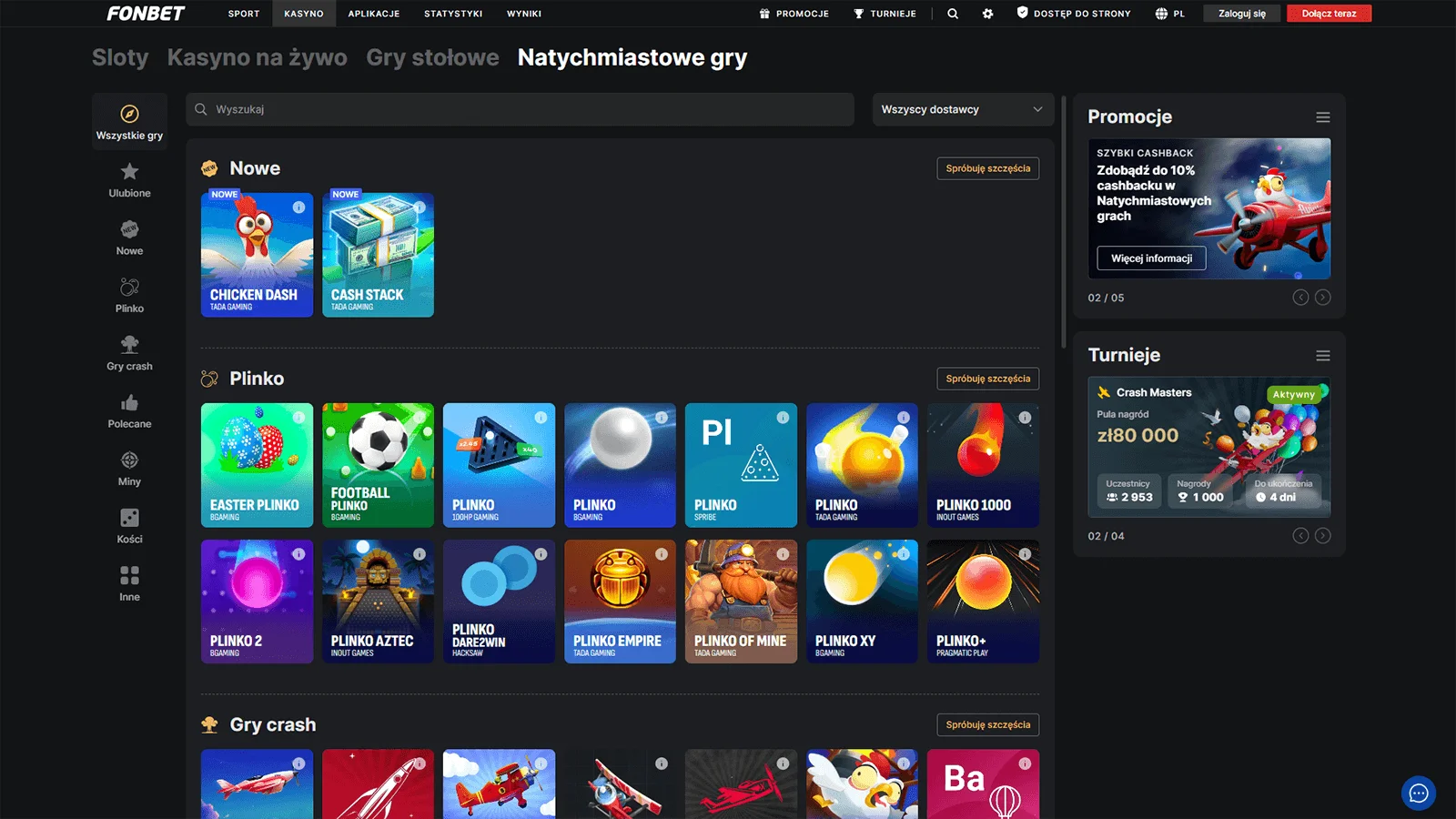 Gry w Fonbet Casino
