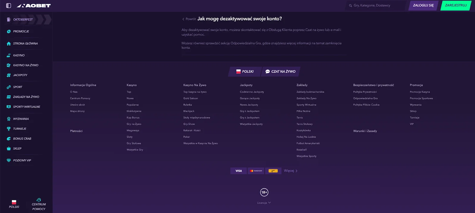 Naobet Casino Deactivation Account Poland