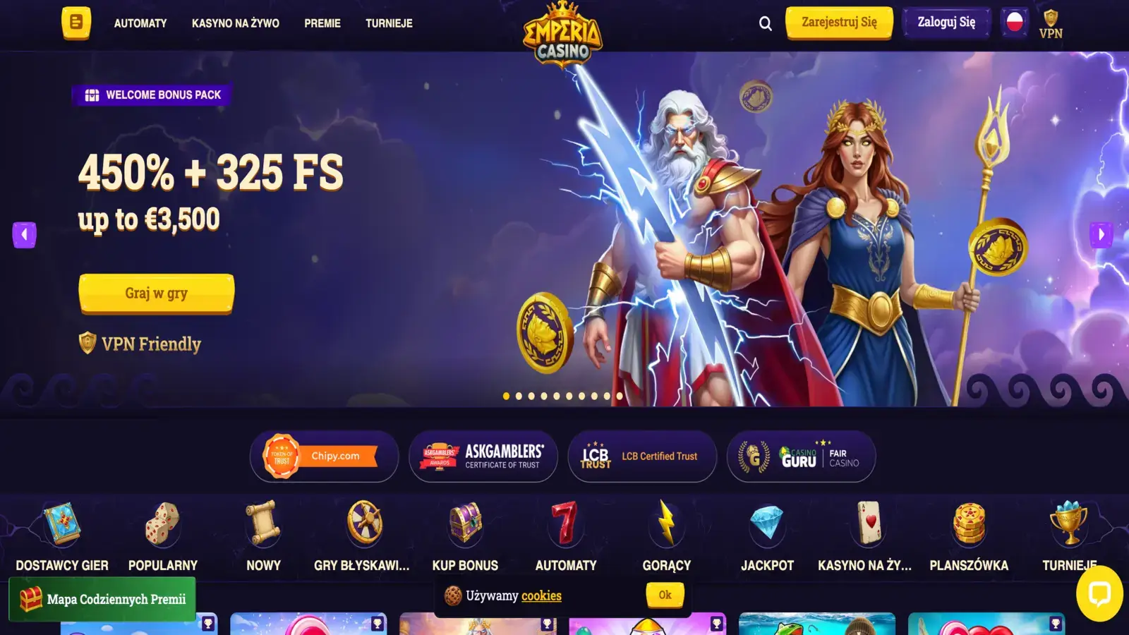 Emperia Casino Homepage