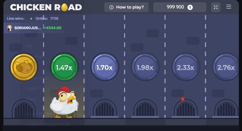 Gra do zarabiania pieniędzy Chicken Road z widocznymi mnożnikami