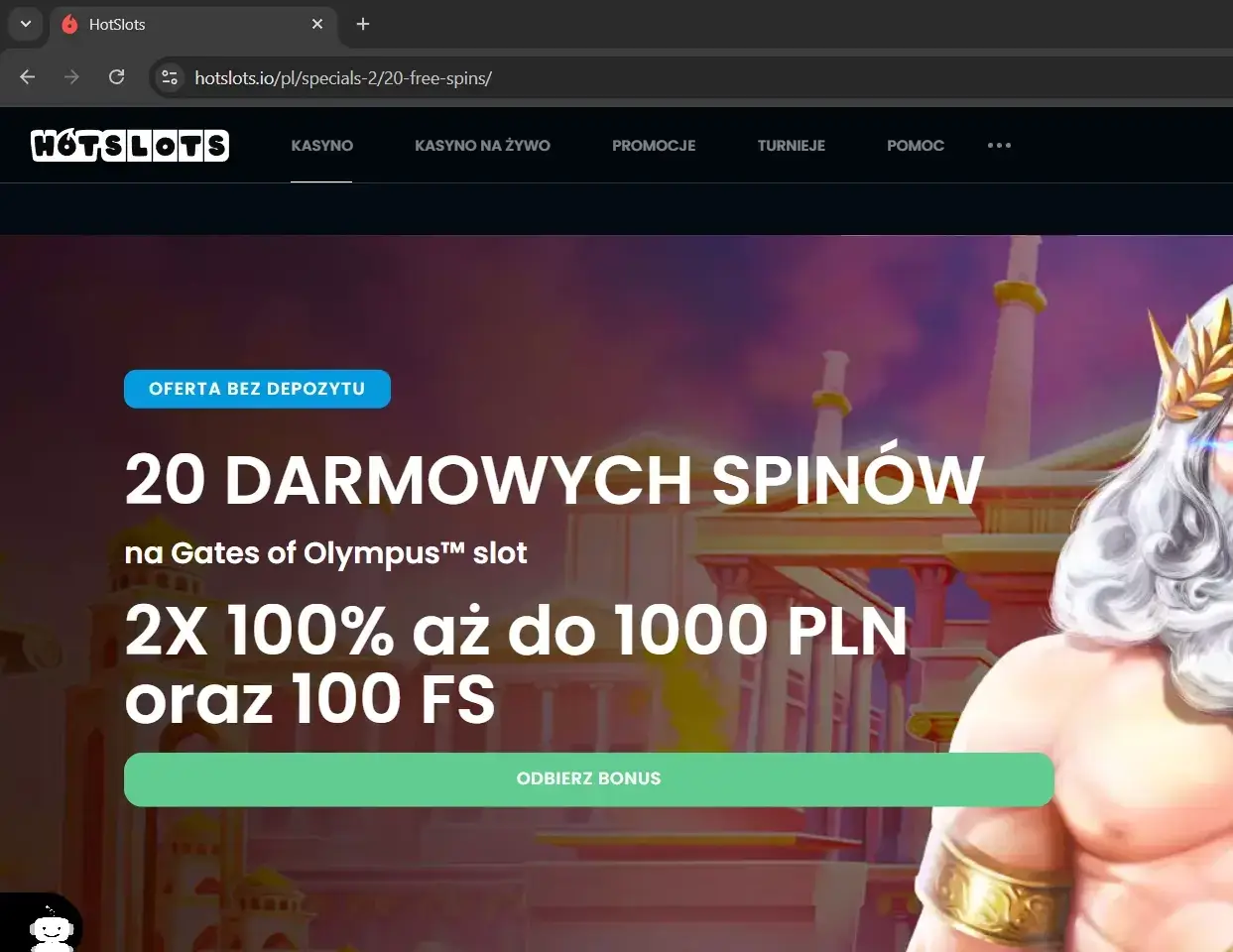 HotSlots Bonus bez deposytu screenshot