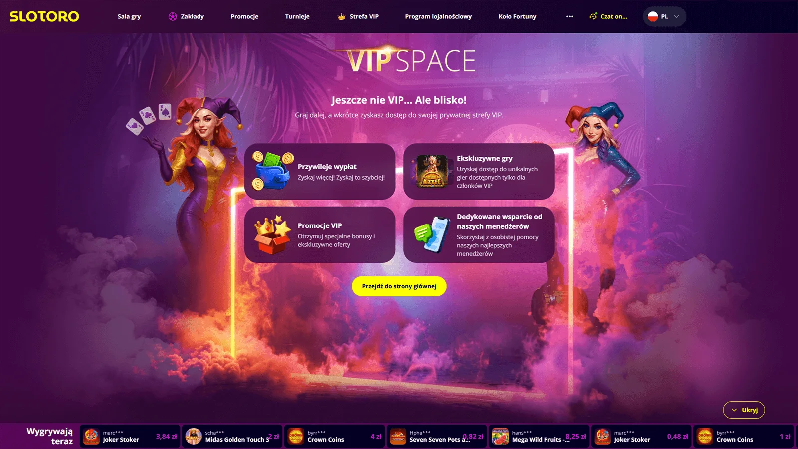 Klub VIP kasyna Slotoro