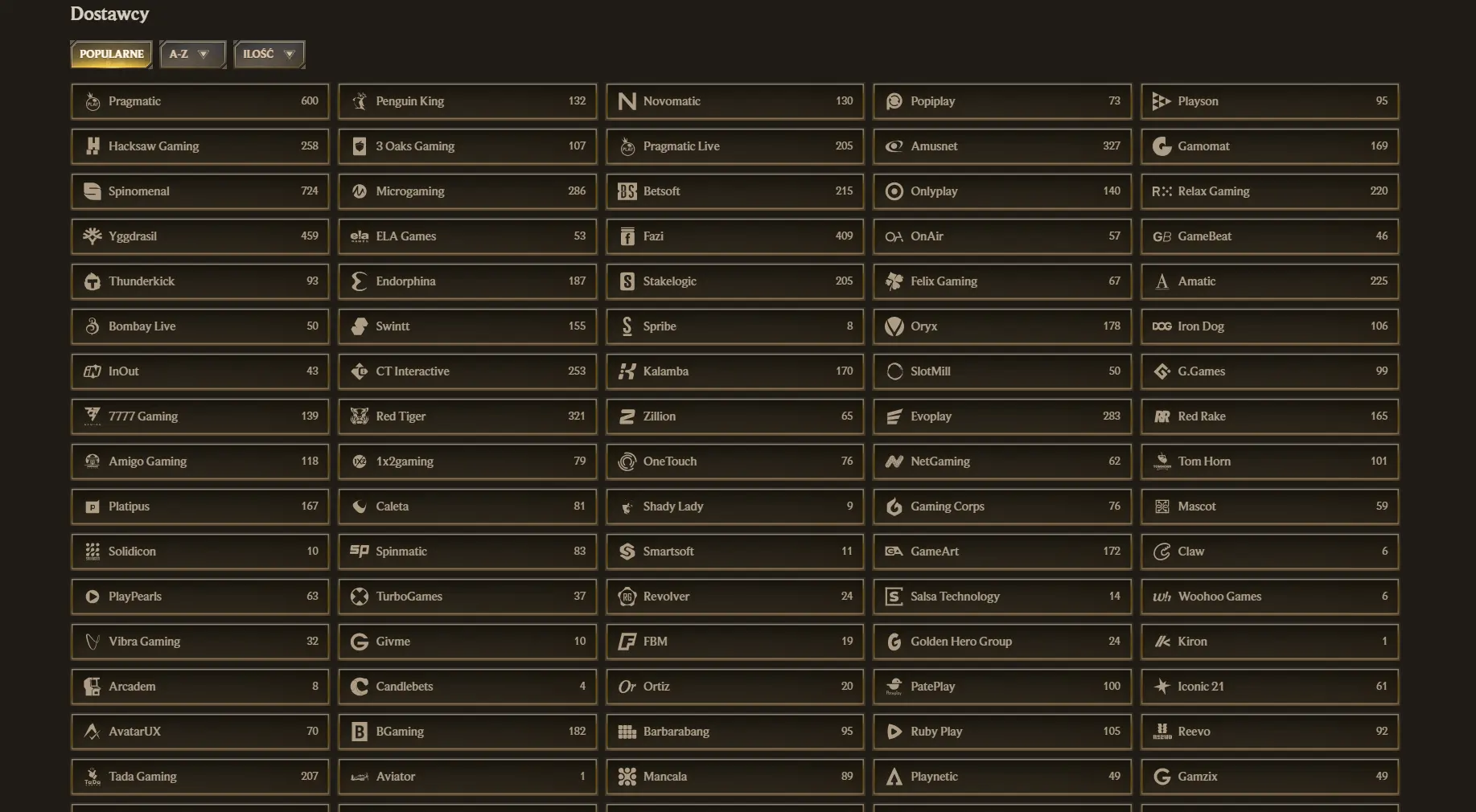Lista tworcow gier kasynowych Realz w Polsce