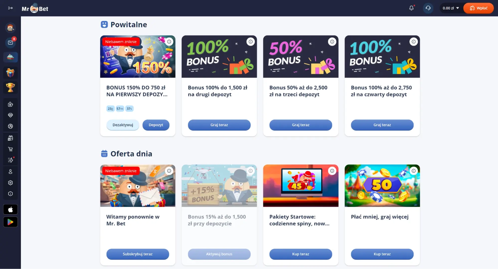 mr. bet bonusy powitalne i promocje