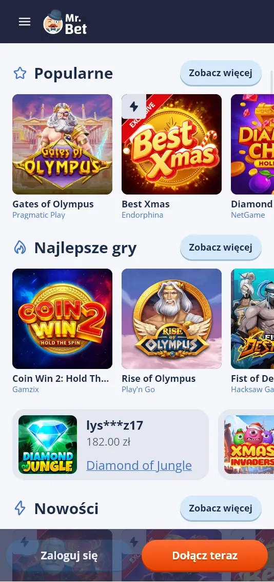 mr. bet popularne gry mobilne