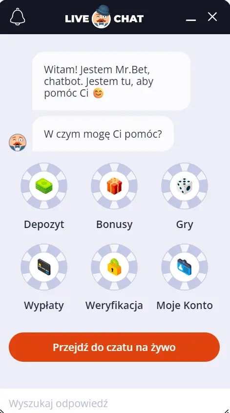 mr. bet wsparcie i czat na żywo