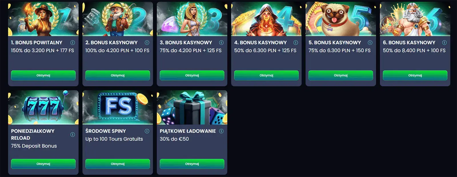 Oferty bonusowe kasyna MegaBet w Polsce
