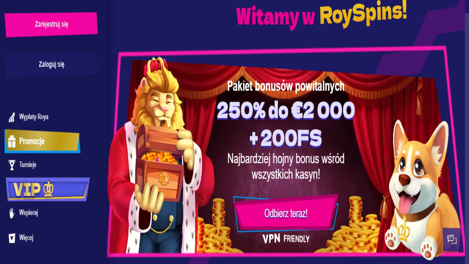 RoySpins Casino Welcome Bonus