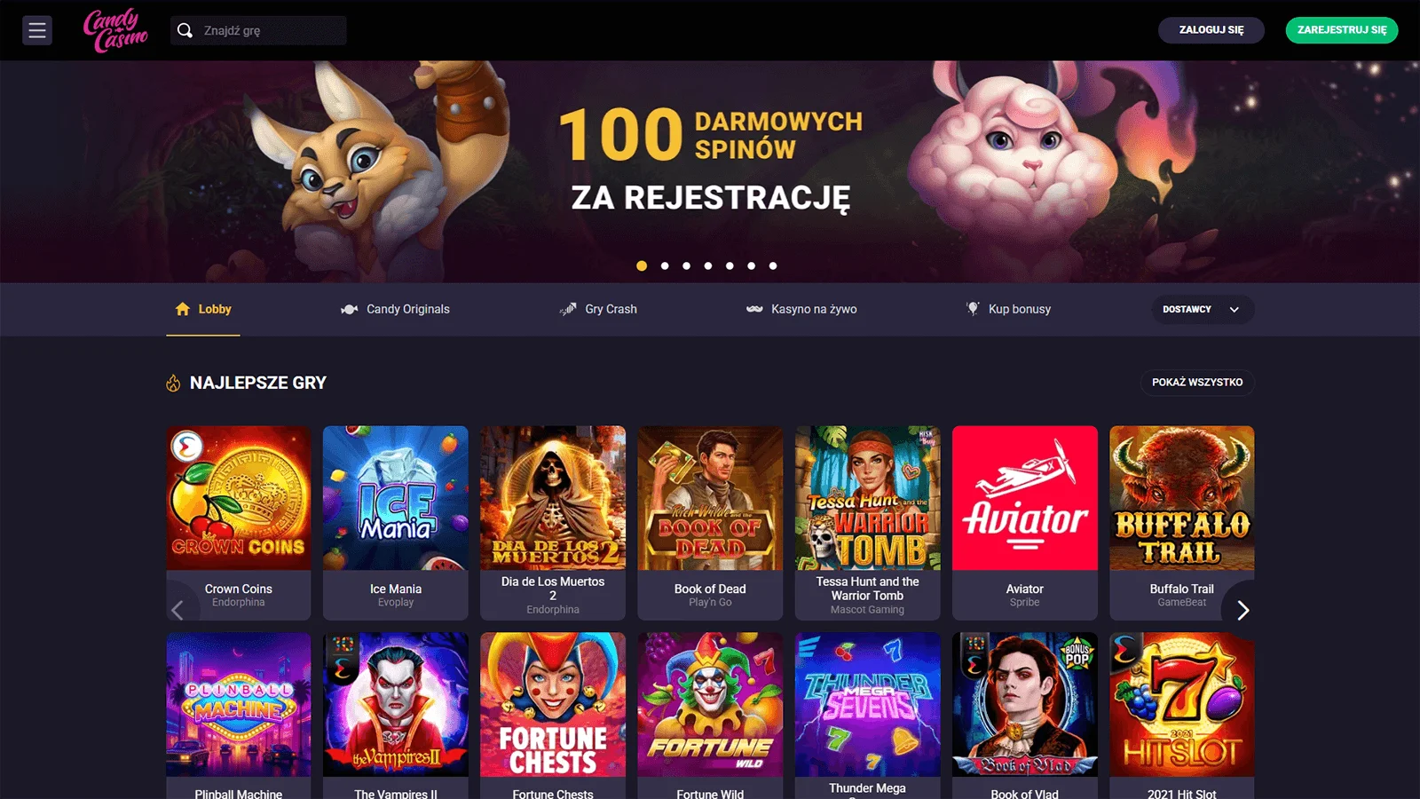 Strona glowna Candy Casino w Polsce