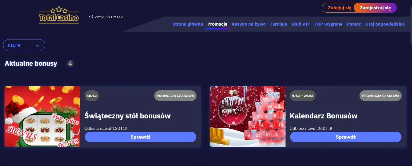 Total Casino Bonusy