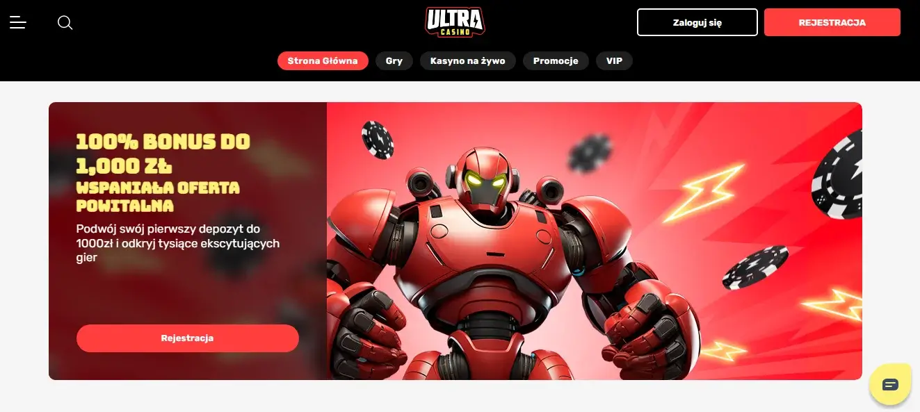 Ultra Casino Homepage