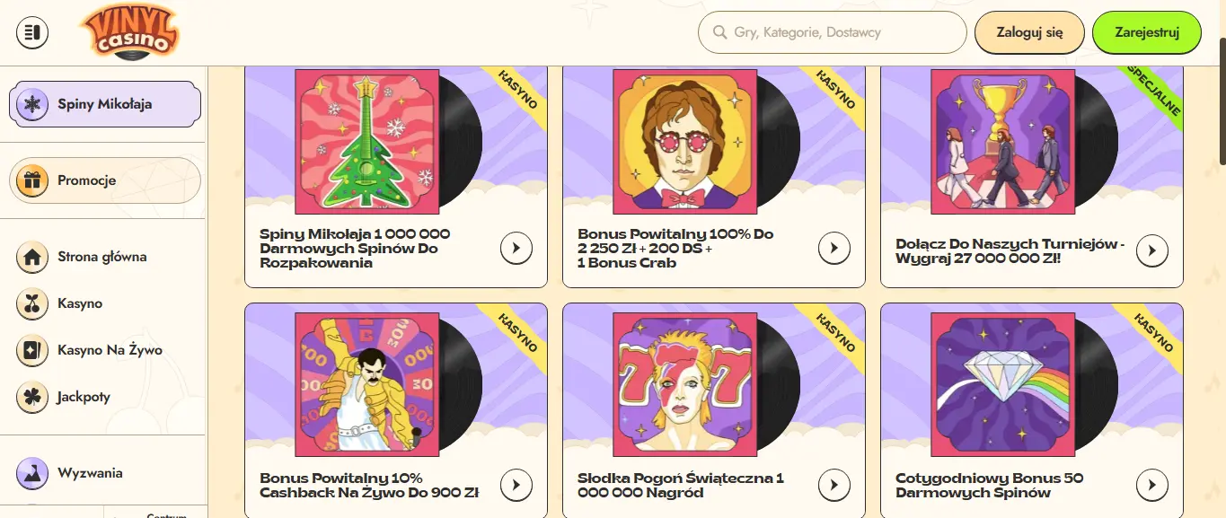 Vinyl Casino Bonuses