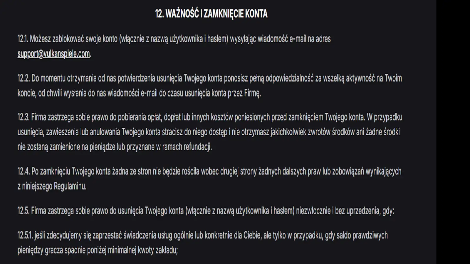 FieryPlay Casino usunięcie konta