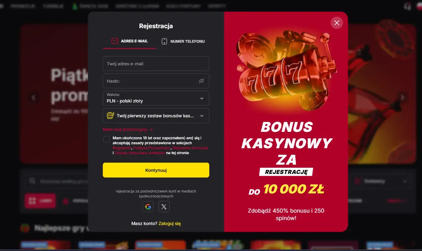 FieryPlay Casino formularz rejestracji
