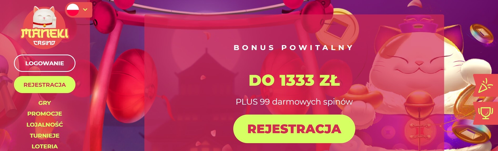 maneki casino abonus powitalny screenshot